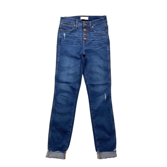 Madewell 10” High Rise Skinny Jeans Exposed Button Fly Raw Hem Women’s Size 26 - Picture 2 of 13